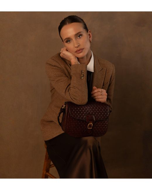 Time Resistance Brown Leather Saddle Bag