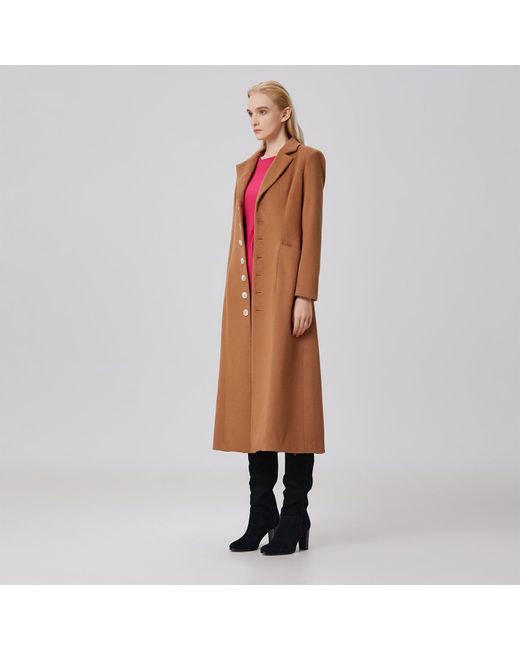 Smart and Joy Brown Long Tailor Woolen Coat