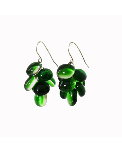 Laura Daili Green Forest Glass Cascading Earrings