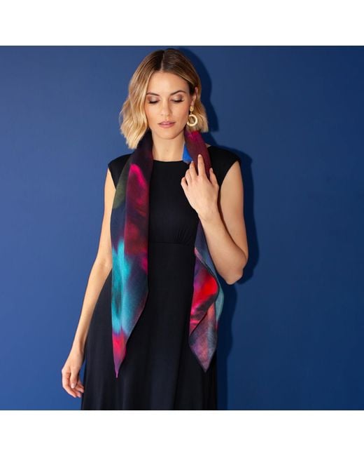 Alie Street London Red Leoni Silk Wool Scarf Moonlit Florals