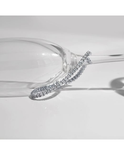Diamonbliss Metallic Classic Three Millimeter Princess Cut Tennis Bracelet, Platinum