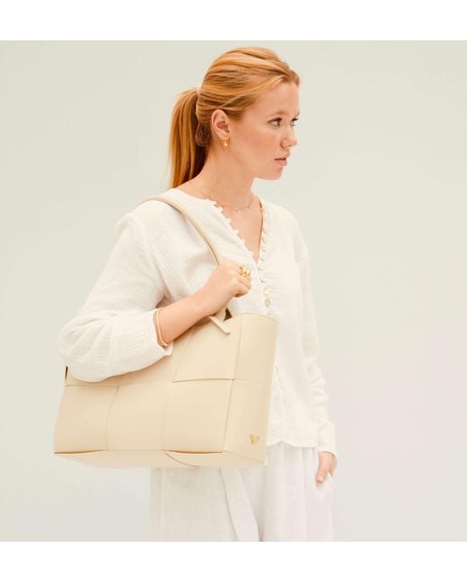 Apatchy London Metallic Neutrals The Tori Stone Leather Tote