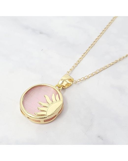 Harfi Metallic Sun Pendant Celestial Coin Dainty Plated Necklace