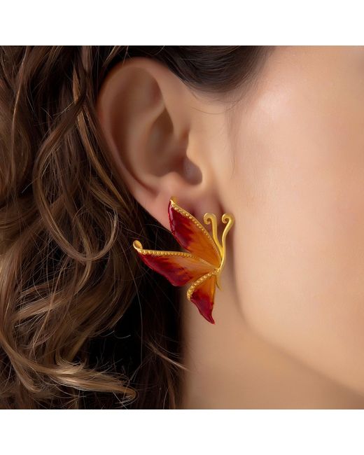 Milou Jewelry Orange Butterfly Earrings