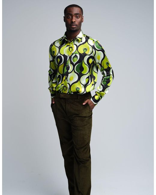 Gresham Blake Green Apples Silk Shirt for men