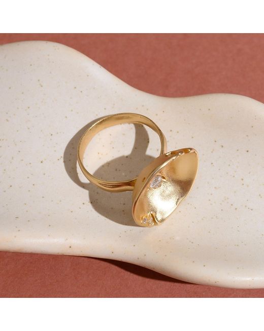 Rare Matters Jewelry Metallic Organic Clear Glass Lily Ring