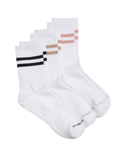 HIGH HEEL JUNGLE by KATHRYN EISMAN White Varsity Pilates Yoga Grip Socks