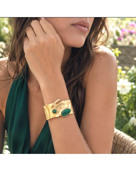Rare Matters Jewelry Yellow Malachite Statement Cuff Bracelet