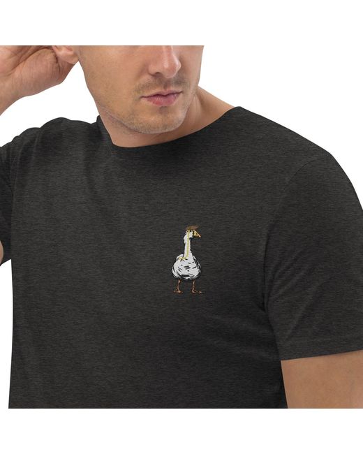 Anchor and Crew Black Heather Dapper Duck Actual Life Organic Cotton Embroidered T-Shirt for men