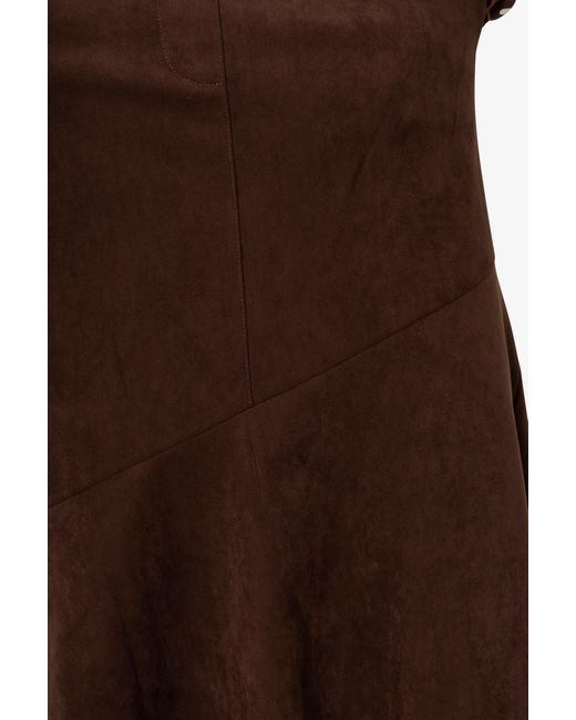 Amy Lynn Brown Suki Faux Suede Chiffon Asymmetric Maxi Skirt