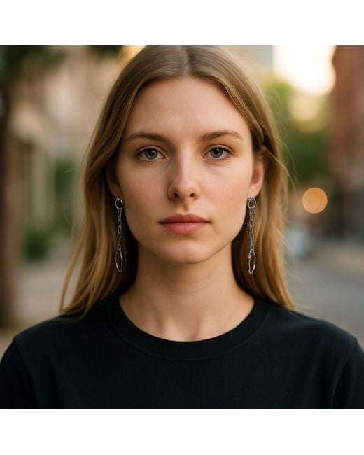 Jaredjamin White Chain Reaction Drop Post Earrings