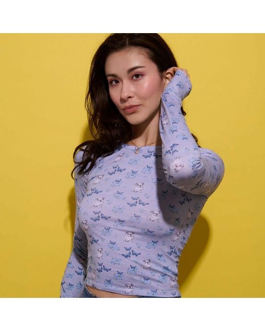 Cloud Haven Blue Long Sleeve Dog Ditsy Printed Tee