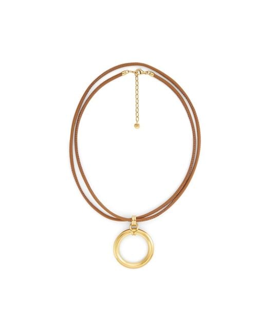 Dinny Hall Metallic Iceni Chariot Link Almond Leather Pendant Necklace