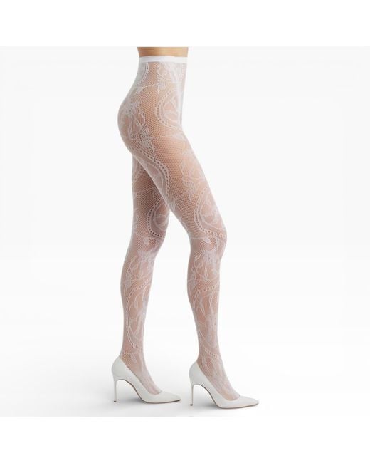 HIGH HEEL JUNGLE by KATHRYN EISMAN Natural Noir Stem Venom Lace Tights