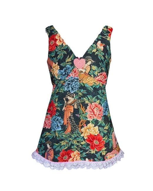 Couture to Your Door Green Petite Baby Doll Jade Garden Dress
