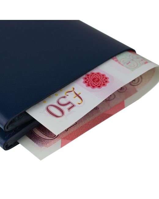 godi. Blue Handmade Bifold Leather Wallet for men
