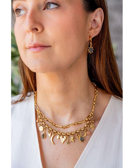 Loni Paul Jewelry Metallic Labradorite Charm Hoop Earrings