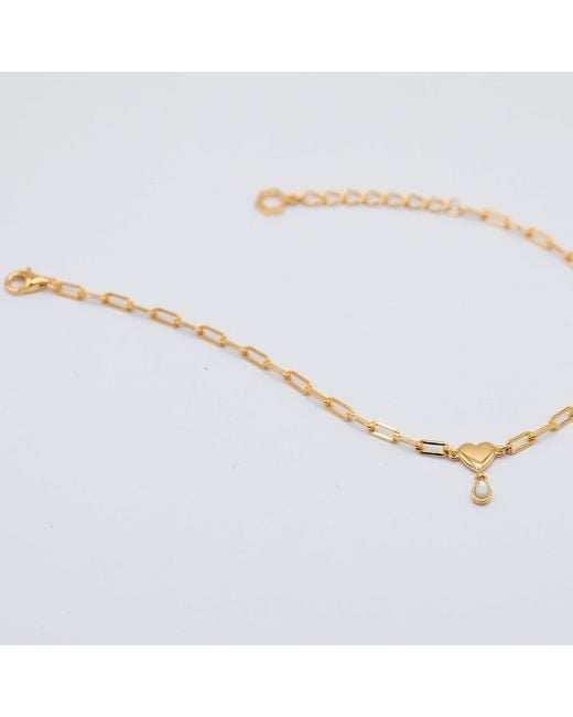 Cier Metallic Pearl Heart Drop Bracelet