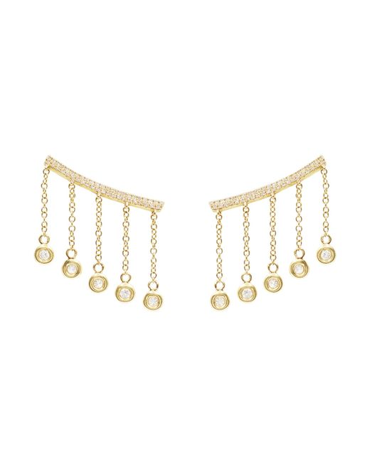 KAMARIA Metallic Cleo Ear Crawler Earrings With Crystal Drops