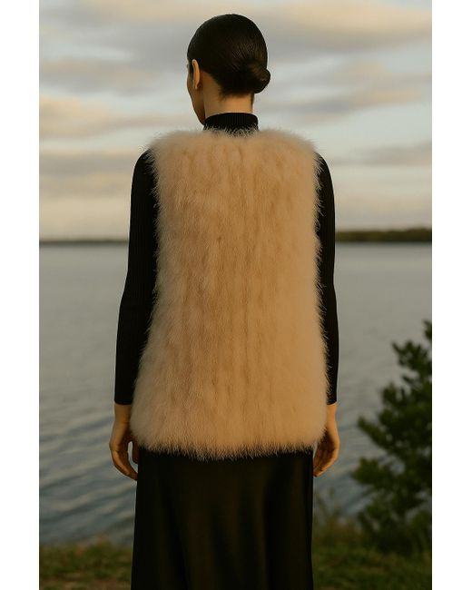 Nina Nieves Pink Rosé Ostrich Feather Vest