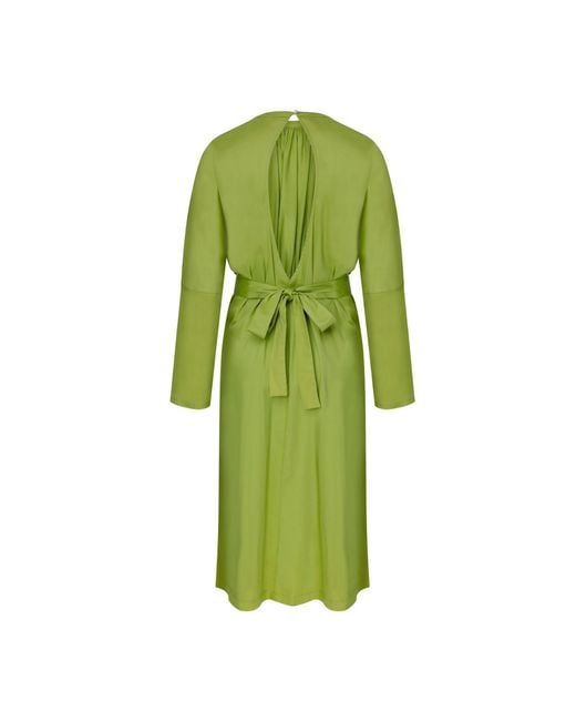 NAZLI CEREN Green Martha Open Back Cotton Dress