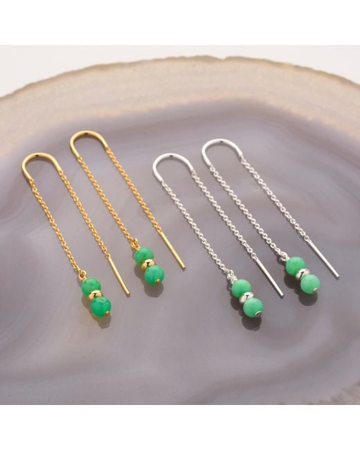 Nellou Jewellery White Fall Birthstone Earrings May Chrysoprase Sterling