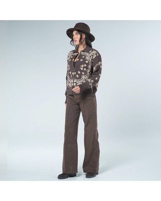 LOVEIST STORE Brown Caprica Zipper Knitting Cardigan