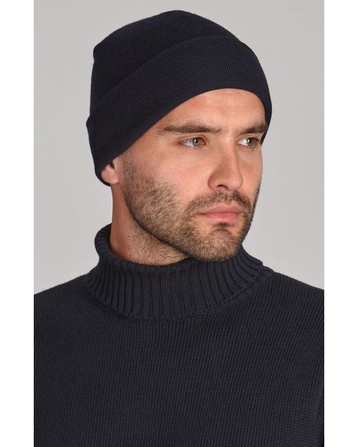 Paul James Knitwear Black Heavyweight Extra Fine Merino Wool Amble Watch Cap for men