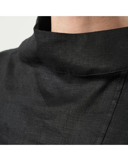Metamorph Black Turtleneck Linen Top