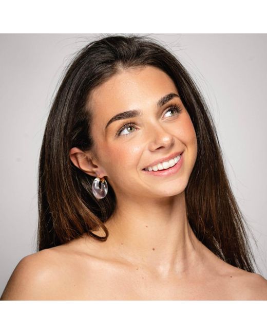 Gold & Honey Metallic Clear Chunky Graduated Lucite Hoop Earrings