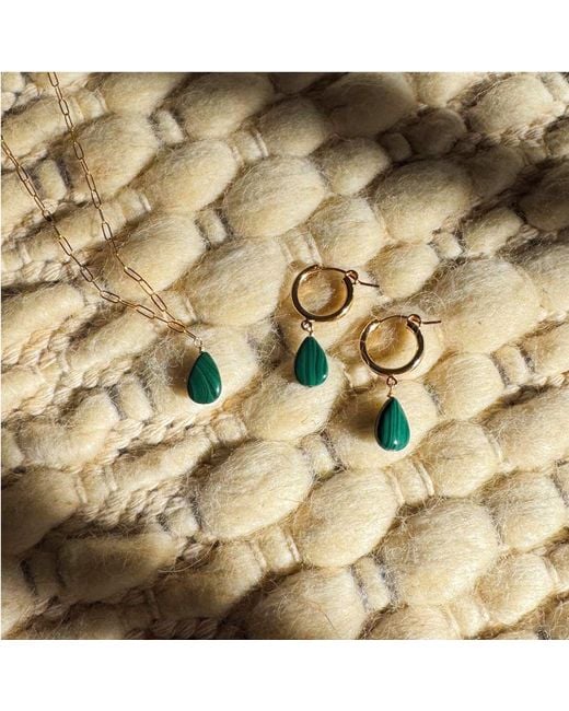 Herself Collections Metallic Malachite Hoop Earrings