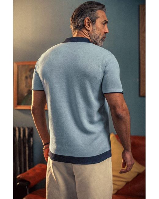 &SONS Trading Co Blue Milano Knitted Polo Shirt for men