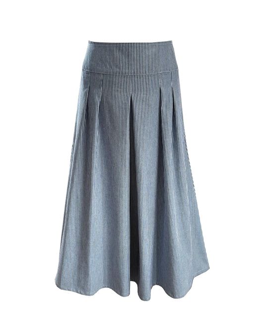 The Well Worn Blue The Dune Skirt – Chambray Ticking Stripe