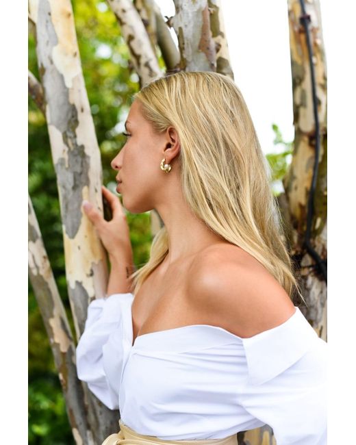 Adriana Pappas Designs Metallic Mini Hammered Pearl Hoops