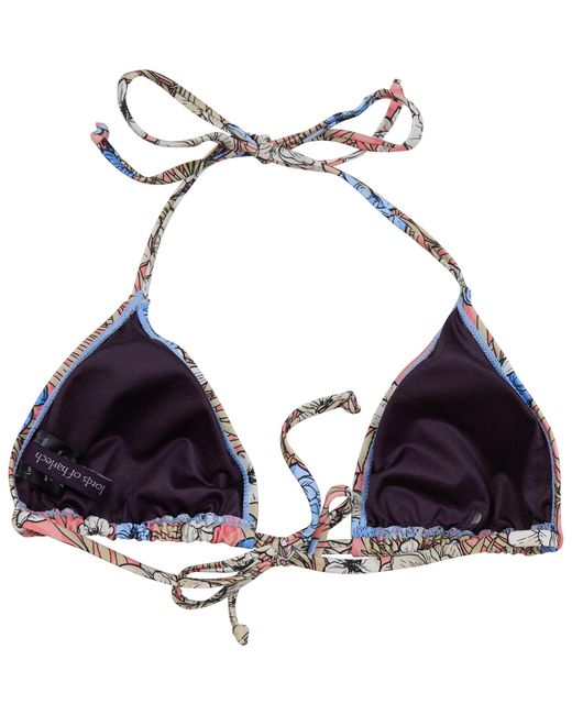 Lords of Harlech Blue Flavia Tropical Mix Coral Bikini Top