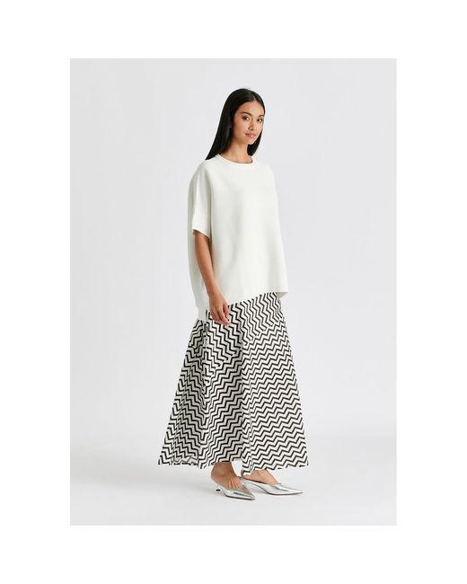 Paisie White Short Sleeve Ribbed Jumper