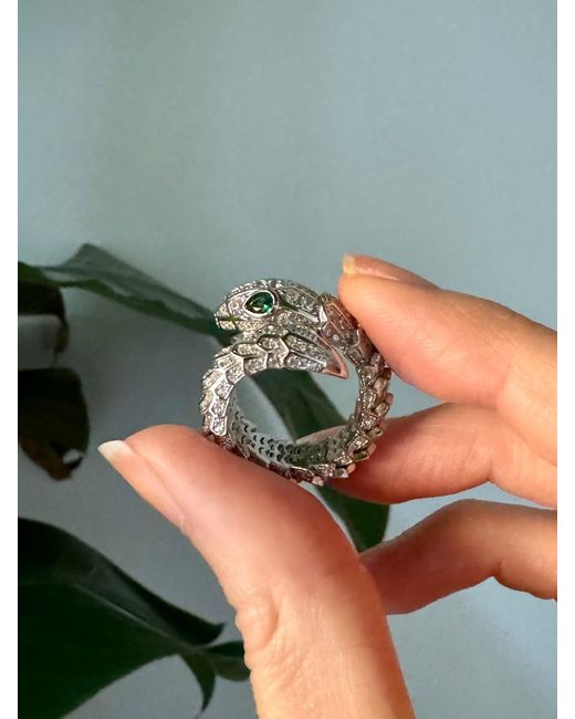 Laura Gray Green Sterling Articulated Snake Ring