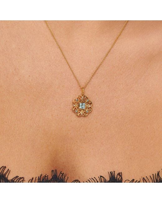 Lulu B London White Topaz Gemstone Flower Necklace