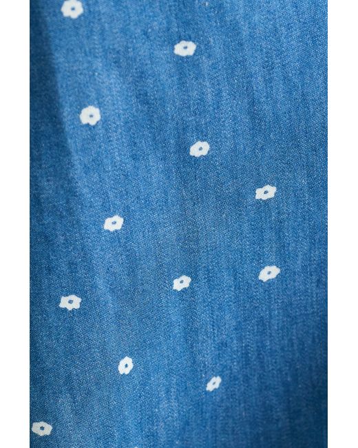Louche Blue Lola Flower Dot Print Balloon Sleeve Shirtdress