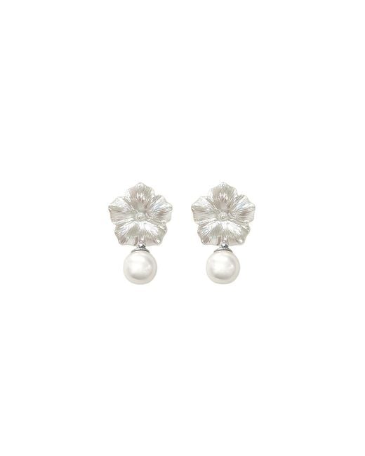 Agora Jewellery White Bavella Mini Round Pearl Earrings