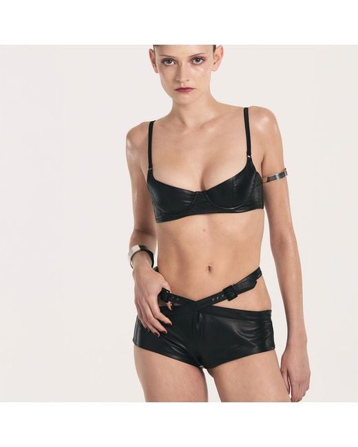 Lunatic Femme Black Studio Leather Half-Cup Bra