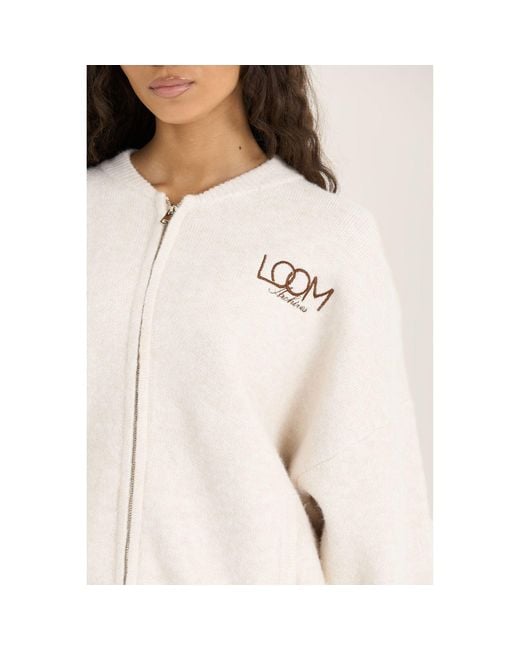 Loom Archives White Neutrals Loom Zip Through Knit