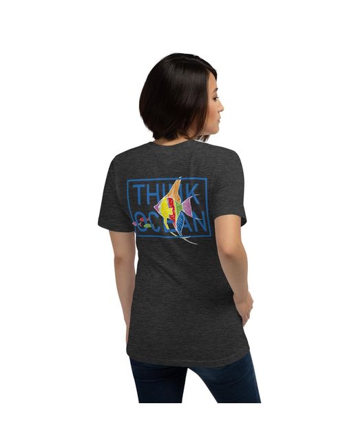 Anchor and Crew Black Heather Think Ocean Fish Fluorescence Cotton Embroidered T-Shirt