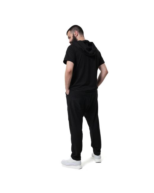 Metamorph Black Short Sleeve Hooded Top for men