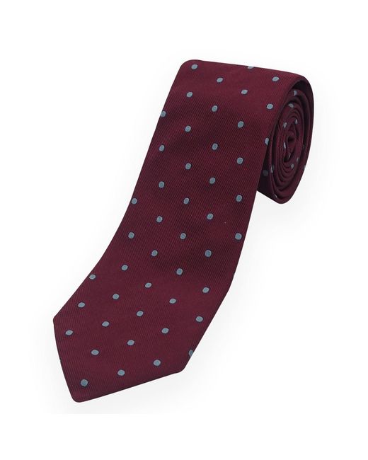 Peper Harow - Made in England Purple Burgundy Pin Polka Tie & Socks Groom's Set for men