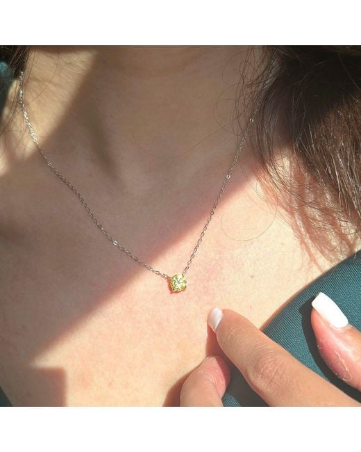Harfi Metallic Citrine Moissanite Crystal Sterling Necklace
