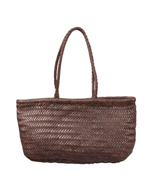 Rimini Brown Zigzag Woven Leather Handbag 'stefania'