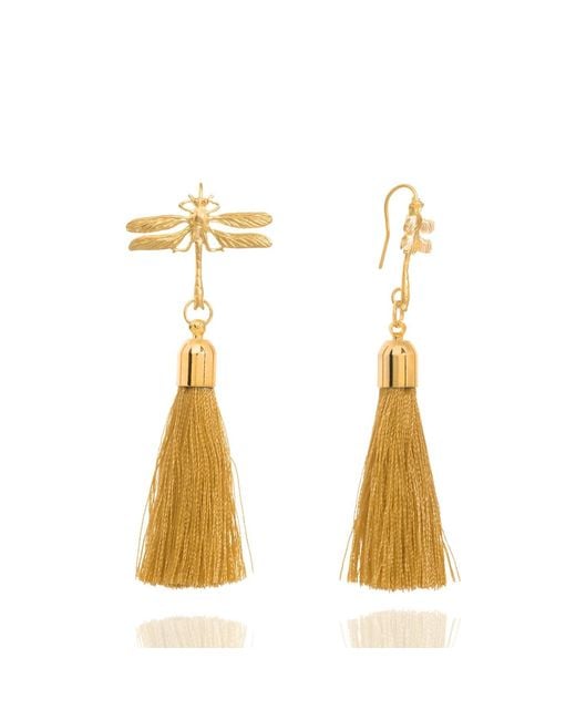 C.J.M Metallic Dragonfly Tassel Earrings