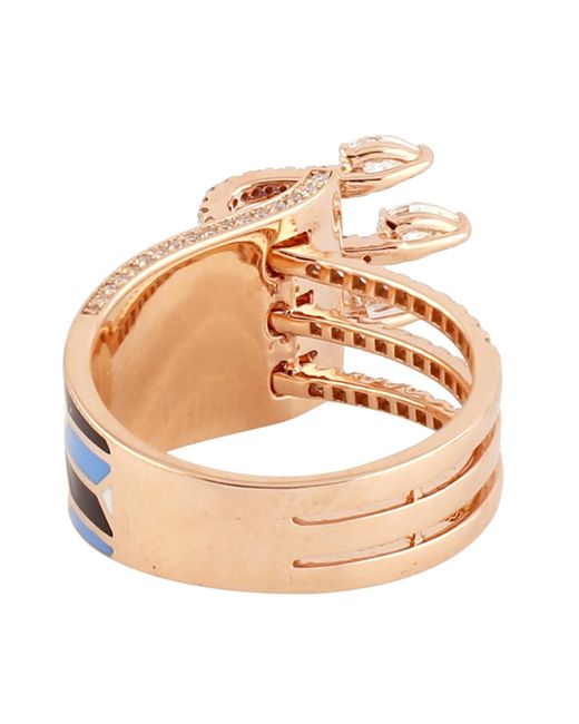 Artisan Metallic Enamel Diamond Multi-Band Ring