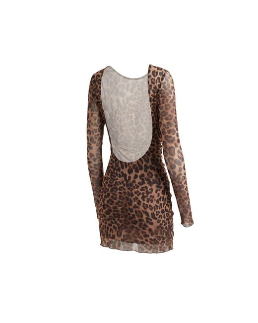 Alia Studio Brown Lueur Mini Mesh Dress